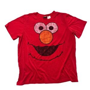 Sesame Street Elmo‎ Big Face Graphic T-Shirt Red Mens XL Short Sleeve RN88147